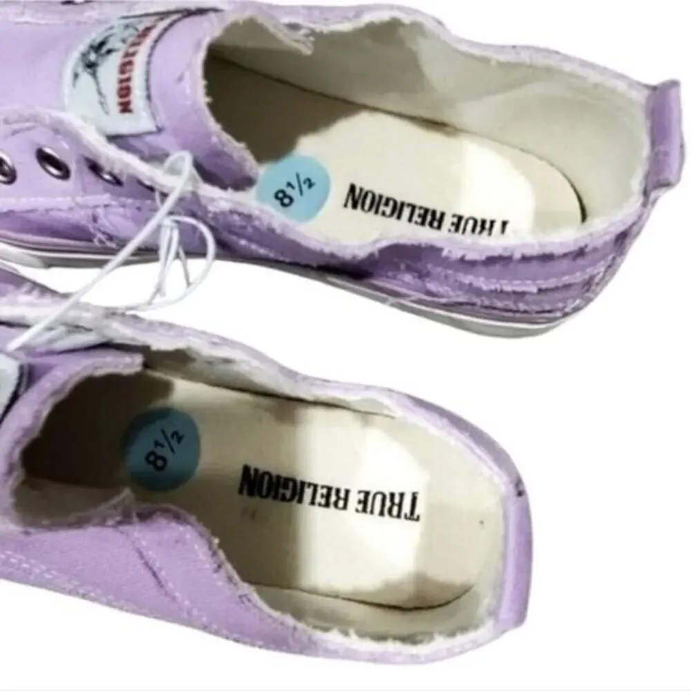 True Religion Korey Purple Canvas Slip On Sneakers Shoes Women's Size 7 New